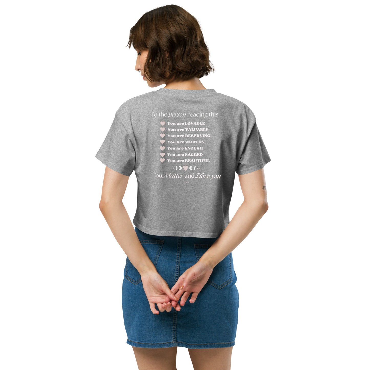 "I am Worthy" Positive Affirmations Double Sided Women’s Crop Top