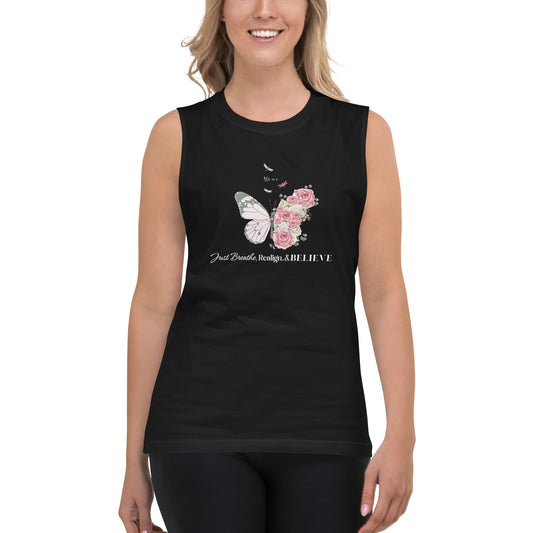 Just Breathe, Realign, & Believe Unisex Muscle Shirt