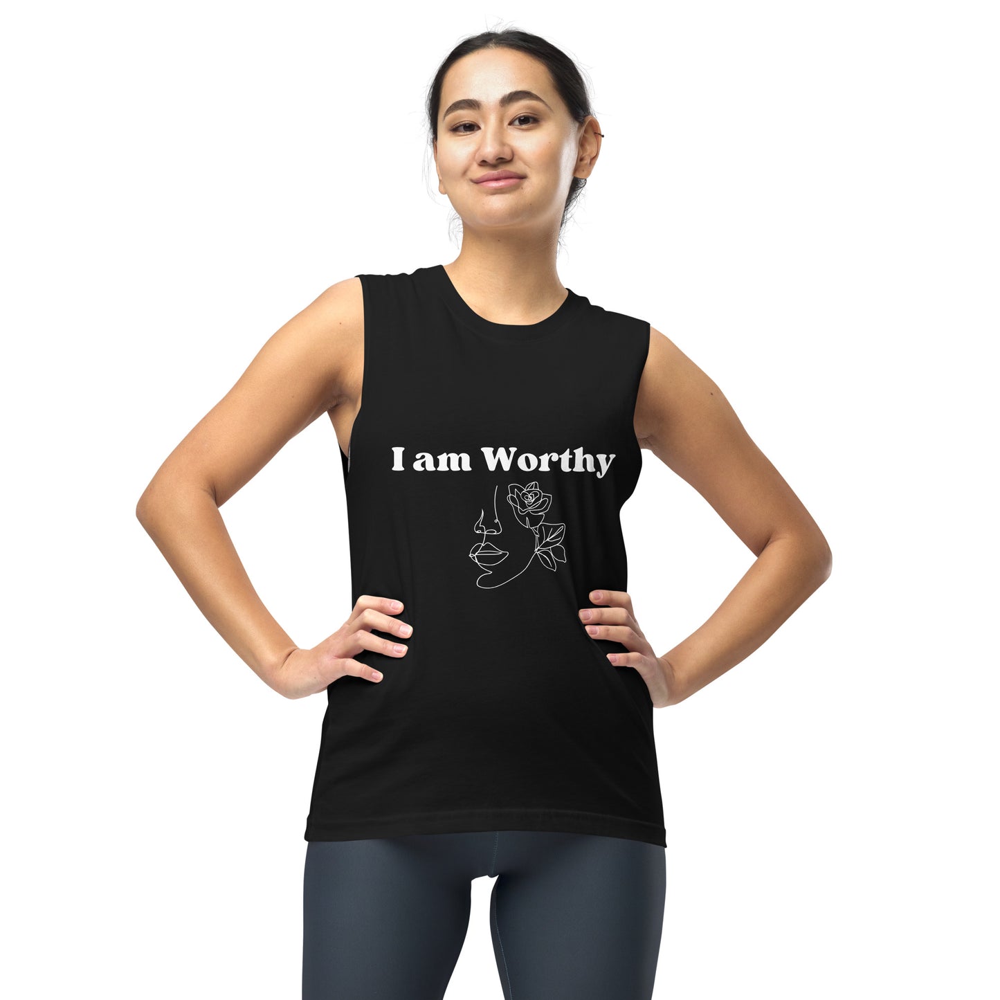 "I am Worthy" Positive Affirmations Double Sided Unisex Muscle Shirt
