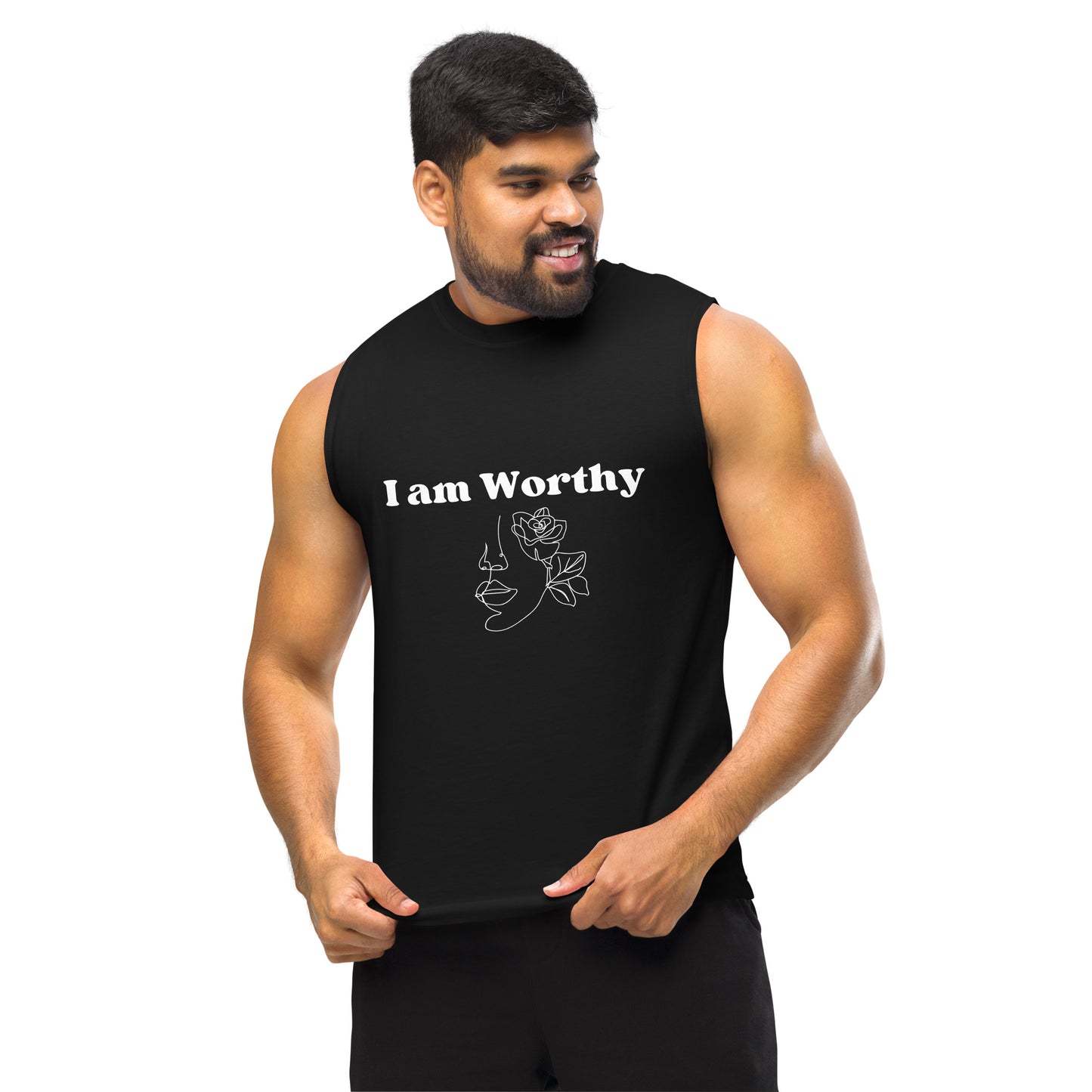 "I am Worthy" Positive Affirmations Double Sided Unisex Muscle Shirt