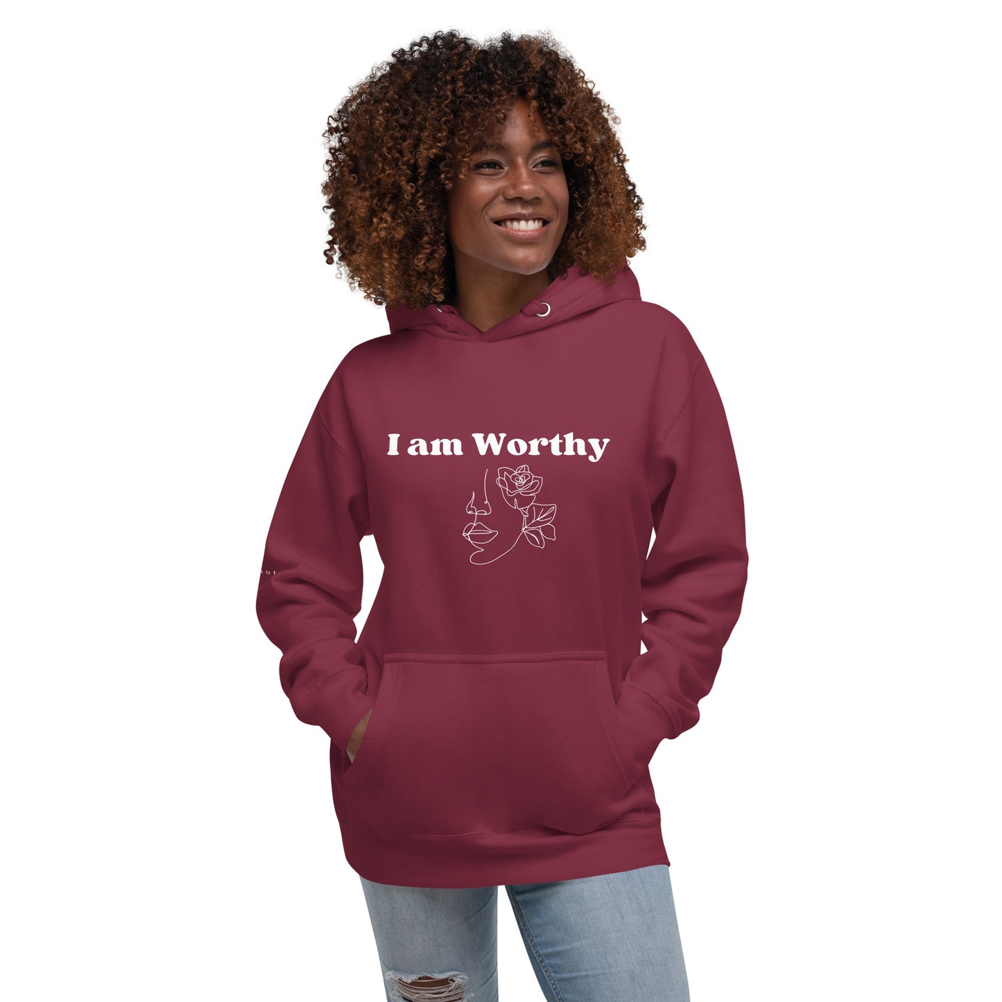 "I am Worthy" Positive Affirmations Double Sided Unisex Hoodie