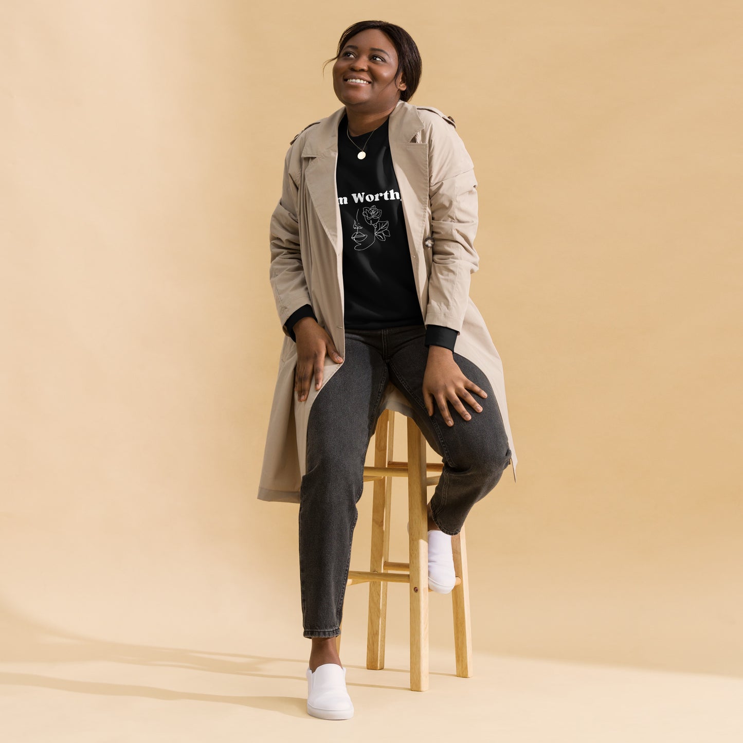 "I am Worthy" Positive Affirmations Double Sided Unisex Premium Sweatshirt