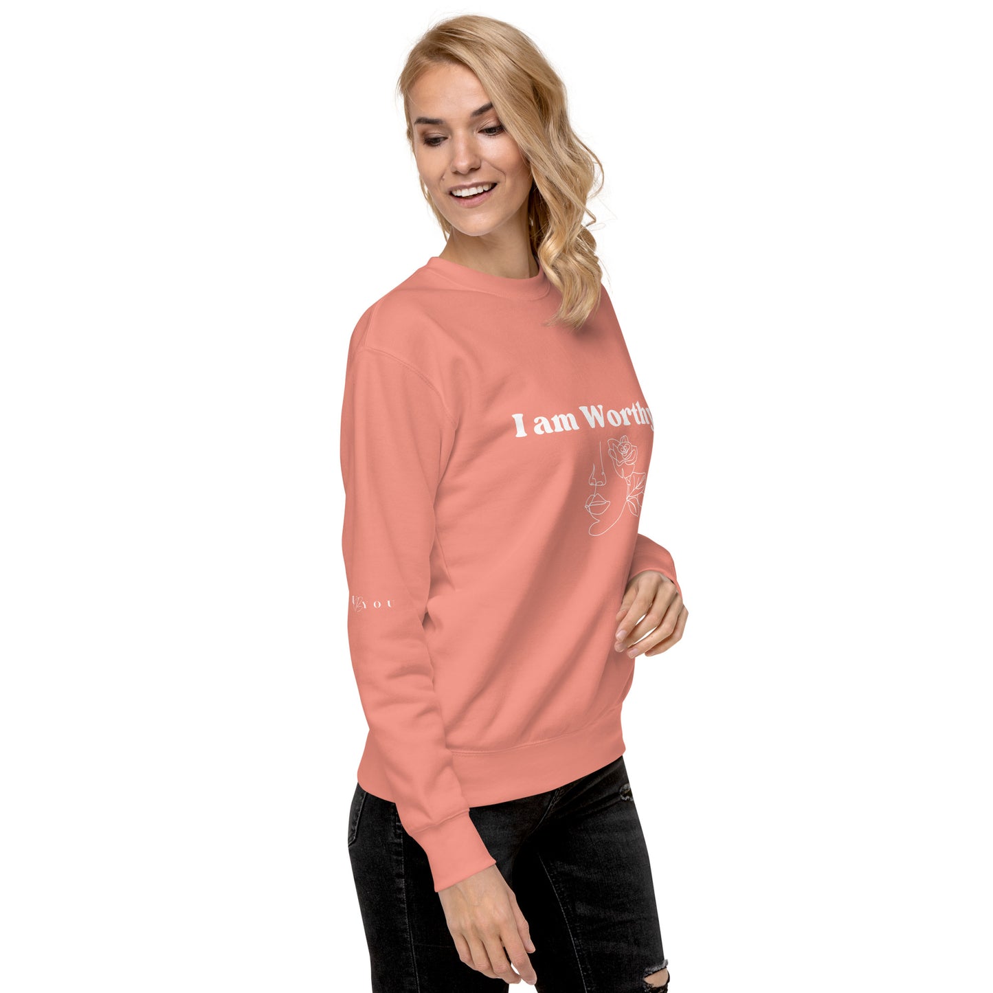 "I am Worthy" Positive Affirmations Double Sided Unisex Premium Sweatshirt