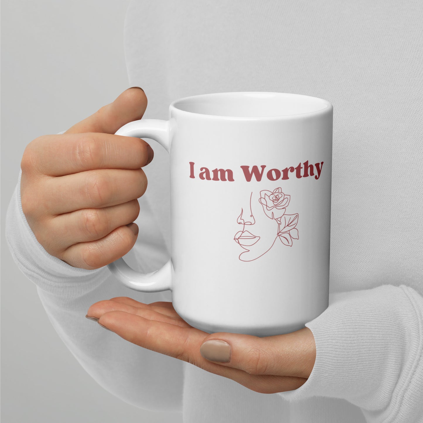 "I am Worthy" White Mug