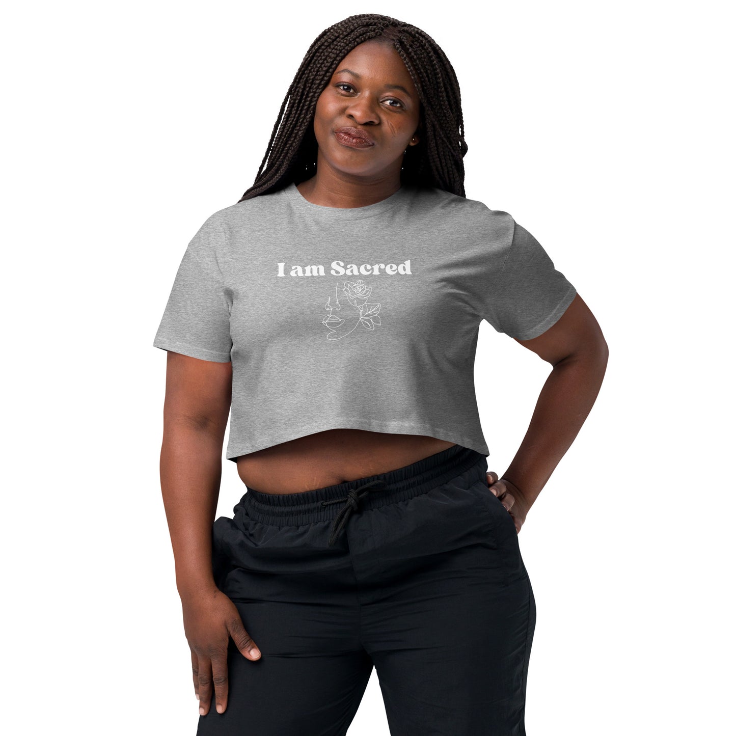 "I am Sacred" Positive Affirmations Double Sided Women’s Crop Top