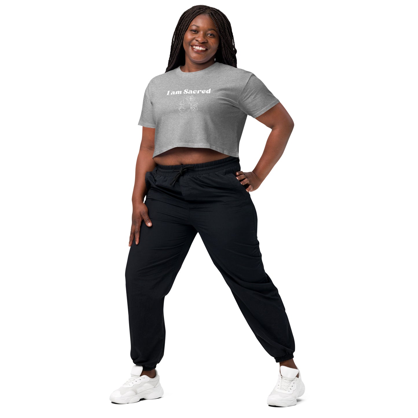 "I am Sacred" Positive Affirmations Double Sided Women’s Crop Top