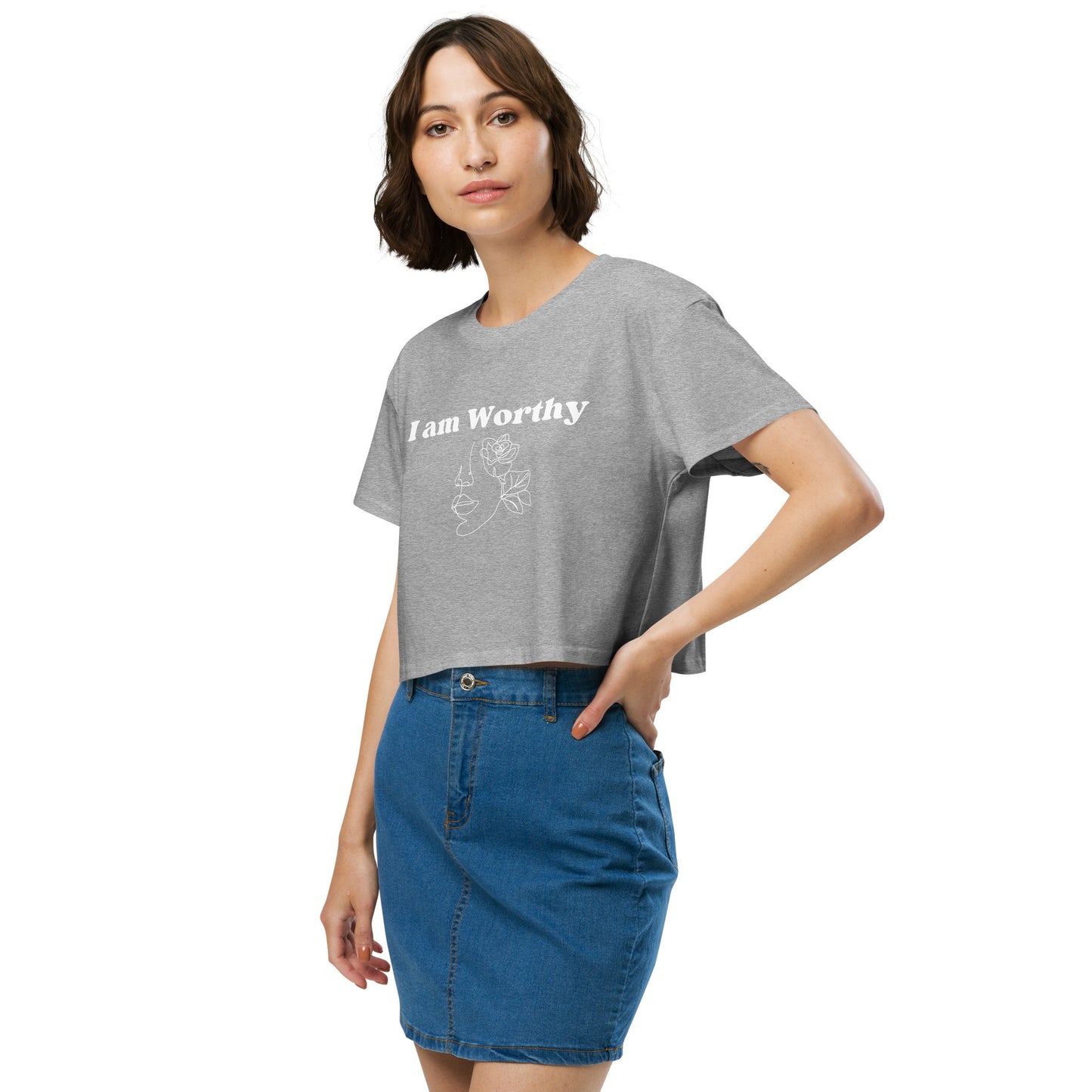 "I am Worthy" Positive Affirmations Double Sided Women’s Crop Top