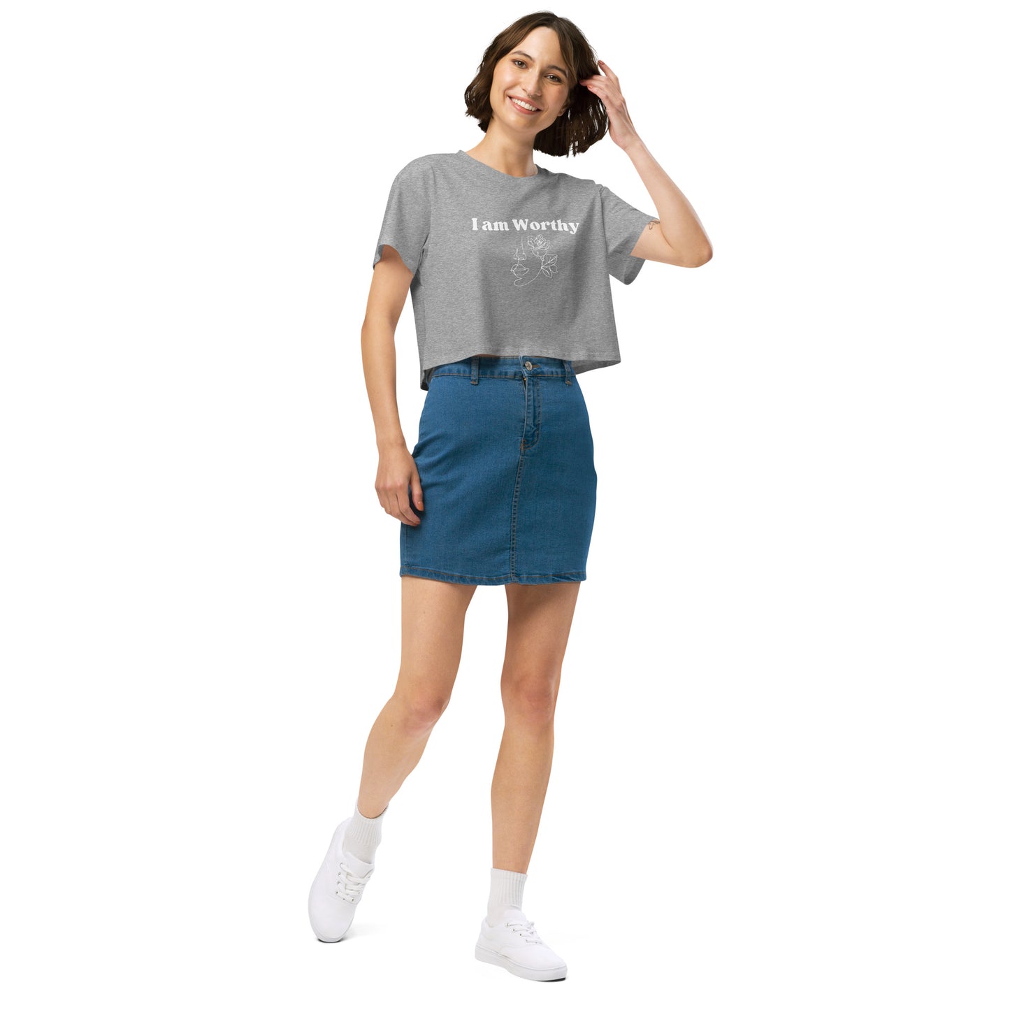 "I am Worthy" Positive Affirmations Double Sided Women’s Crop Top
