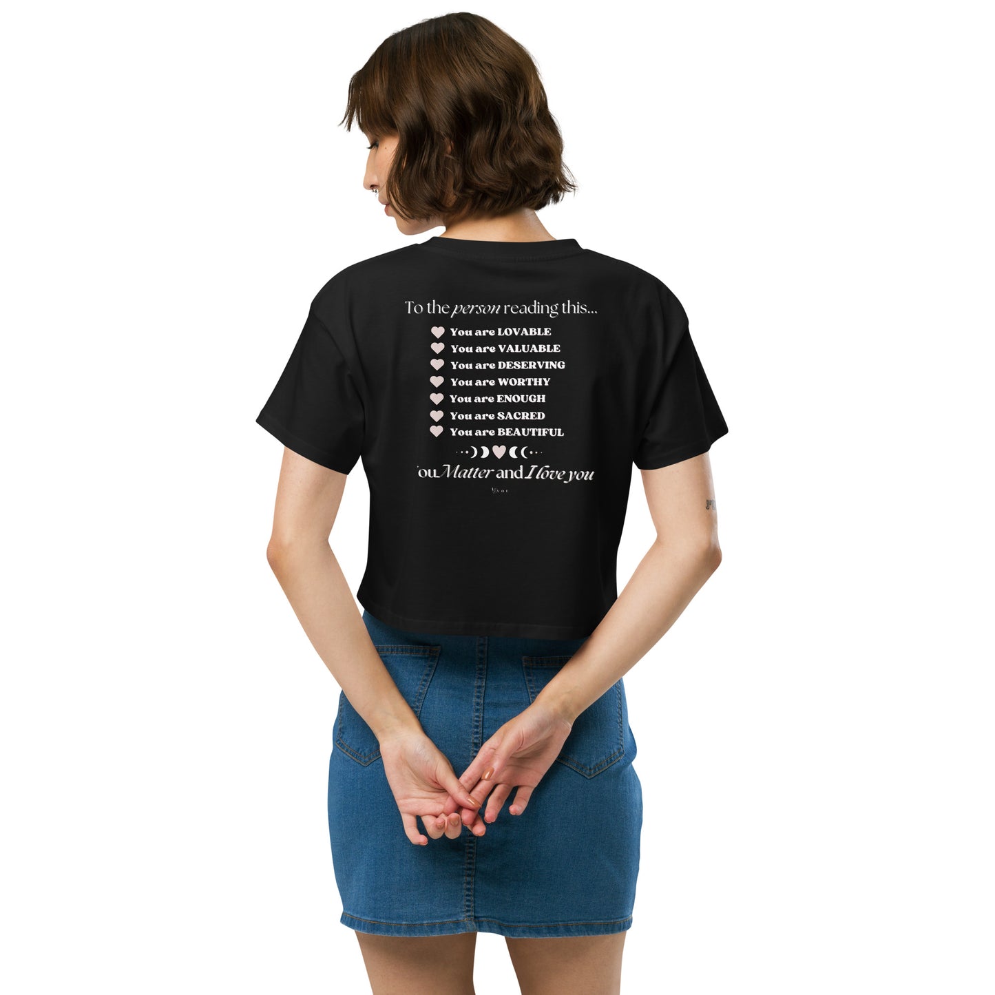 "I am Worthy" Positive Affirmations Double Sided Women’s Crop Top