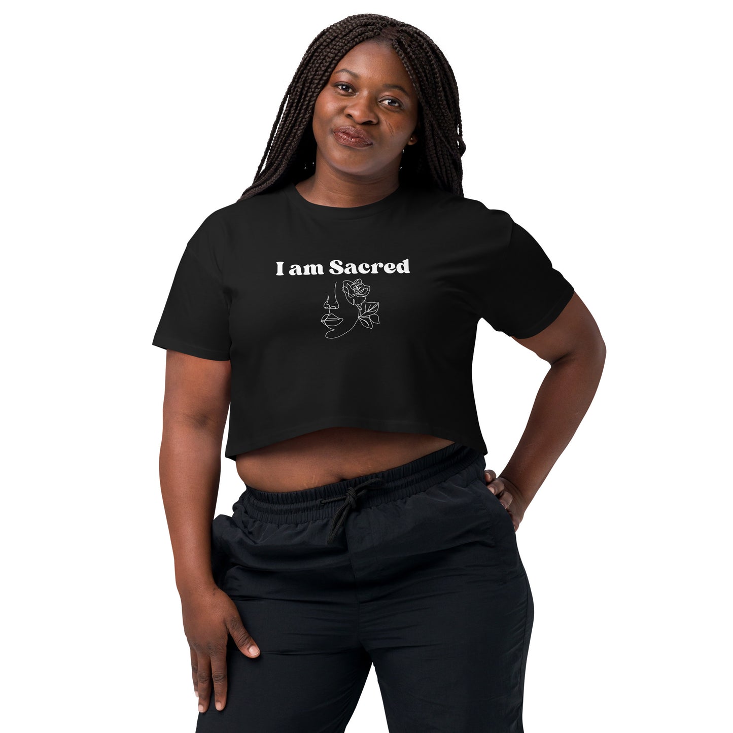 "I am Sacred" Positive Affirmations Double Sided Women’s Crop Top