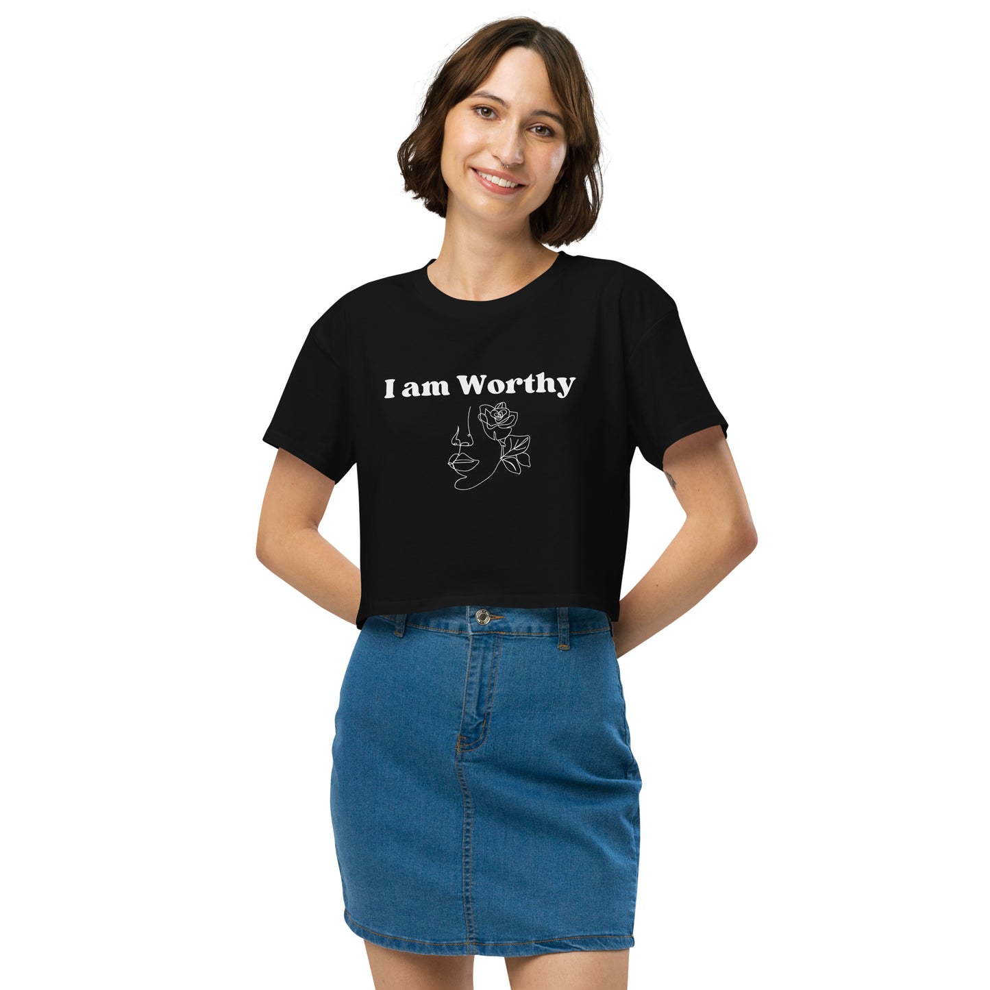 "I am Worthy" Positive Affirmations Double Sided Women’s Crop Top