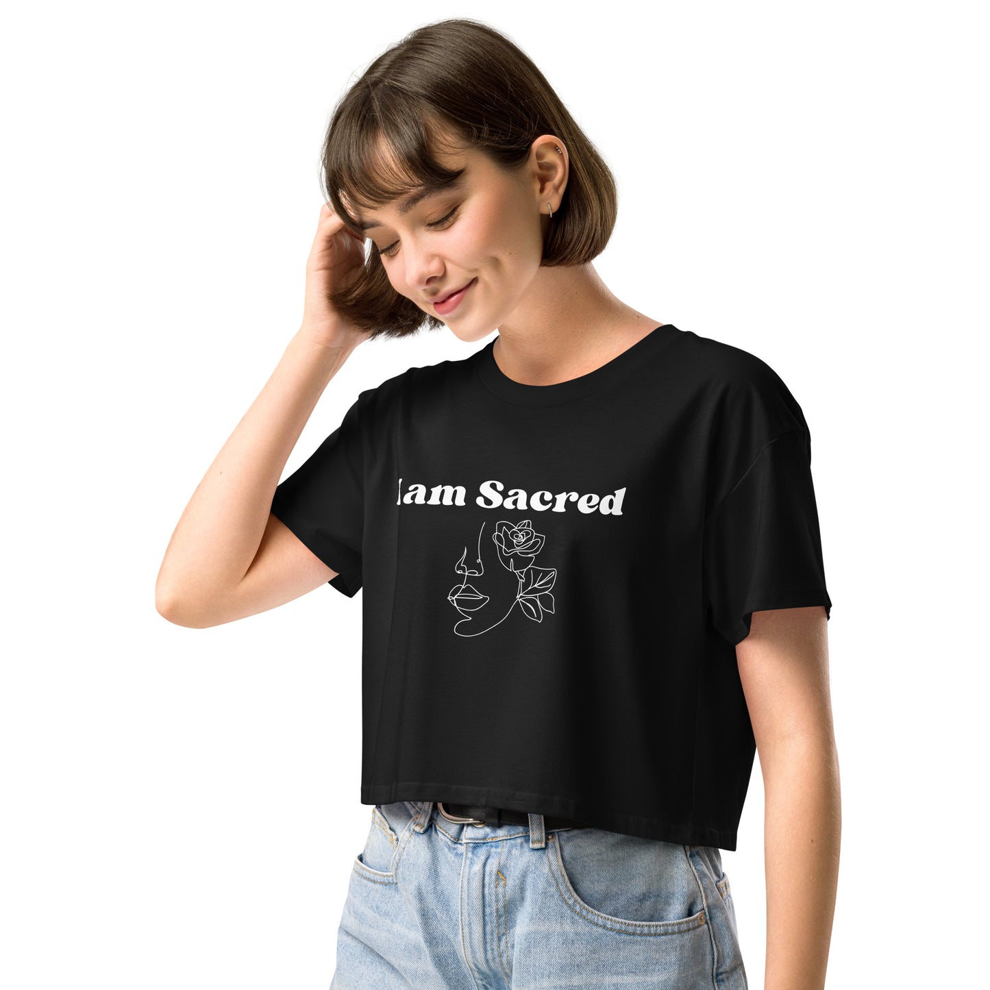 "I am Sacred" Positive Affirmations Double Sided Women’s Crop Top