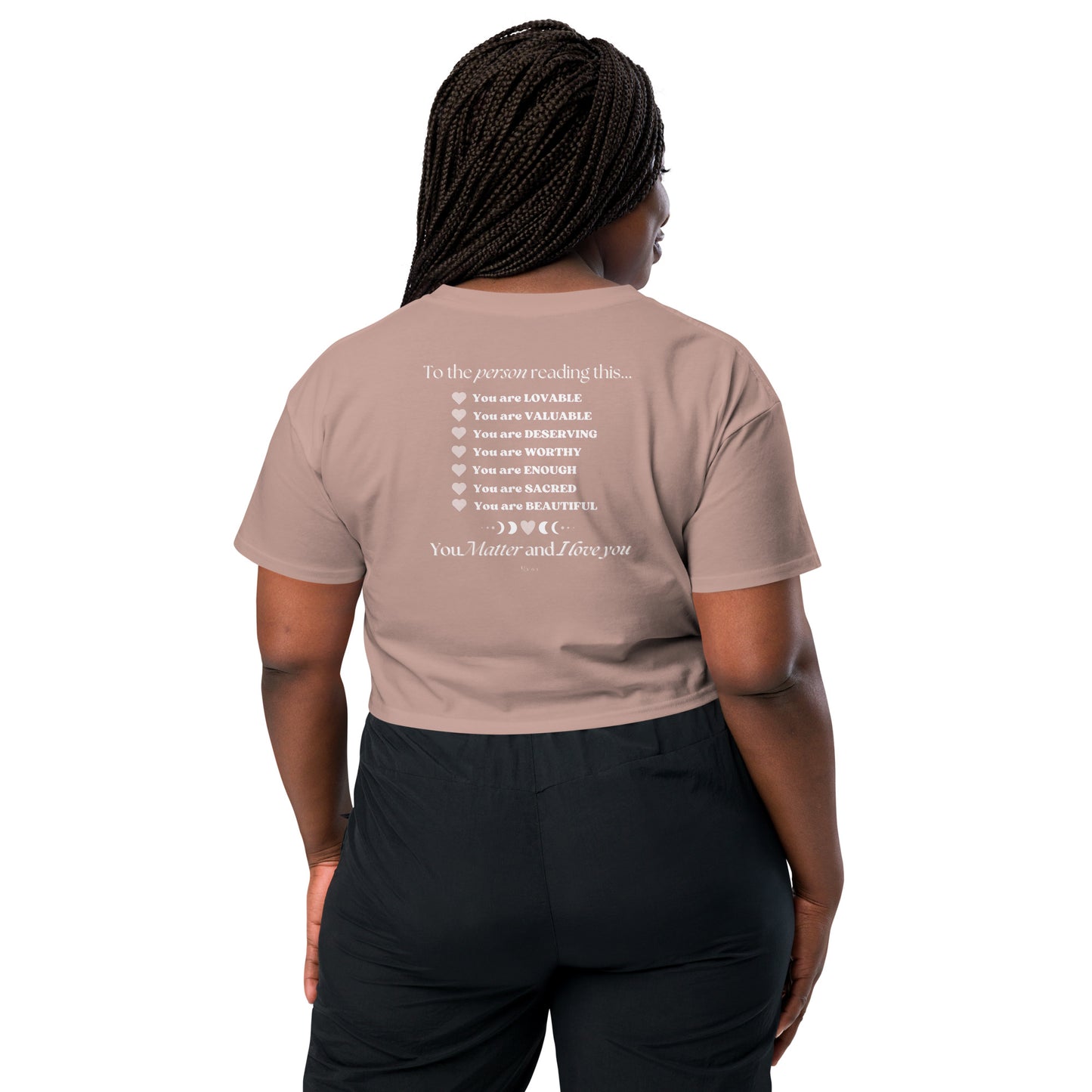 "I am Worthy" Positive Affirmations Double Sided Women’s Crop Top