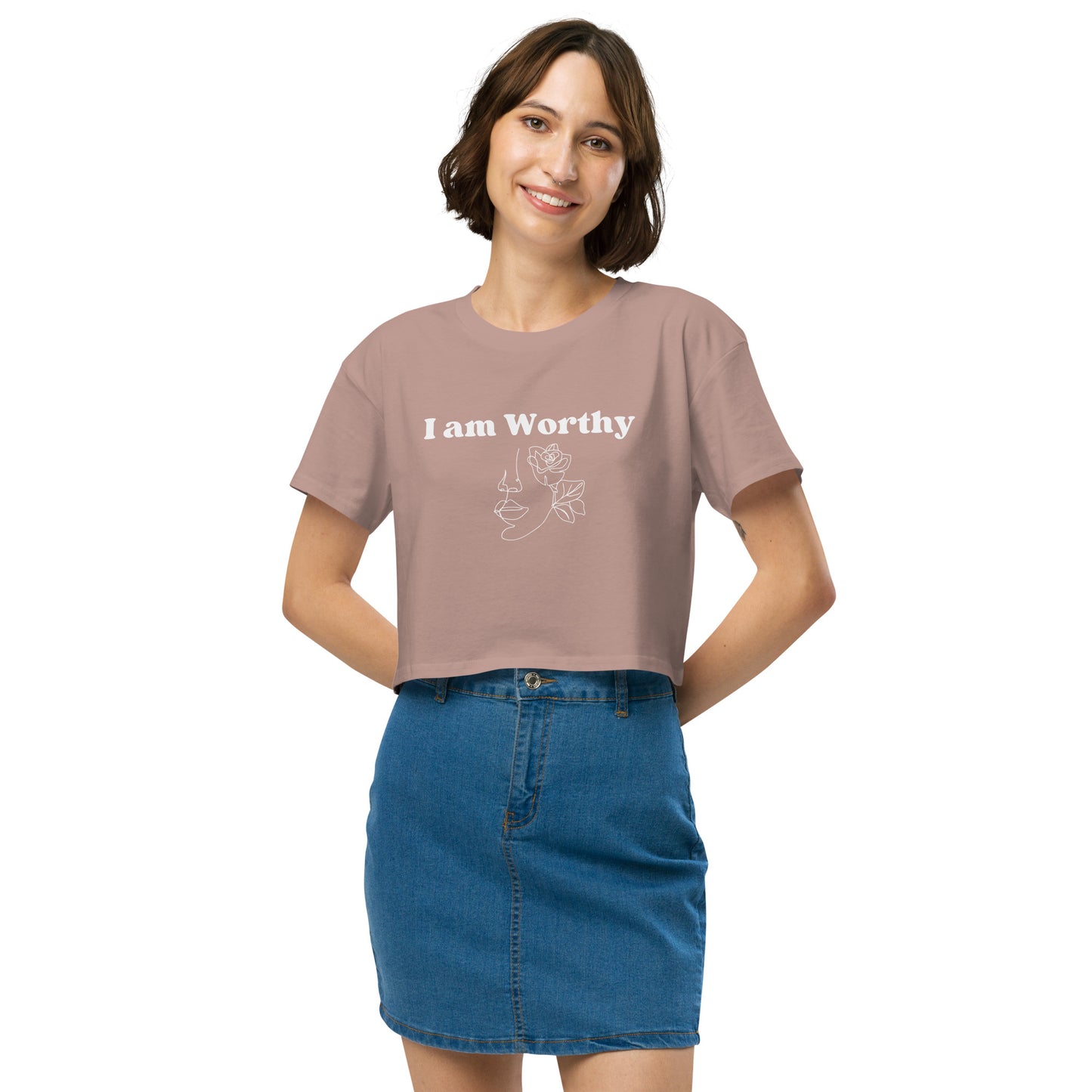 "I am Worthy" Positive Affirmations Double Sided Women’s Crop Top