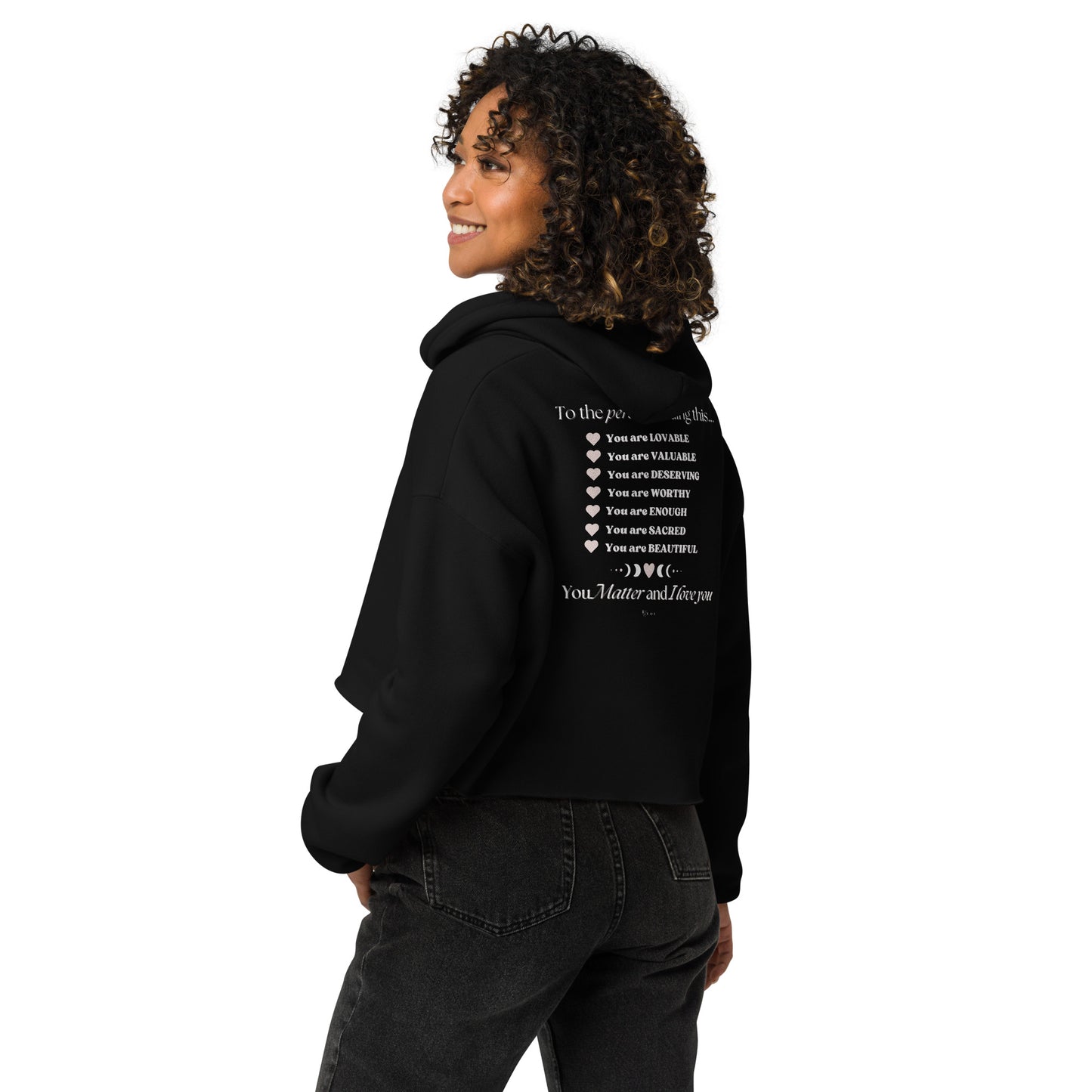 "I am Sacred" Positive Affirmations Double Sided Crop Hoodie
