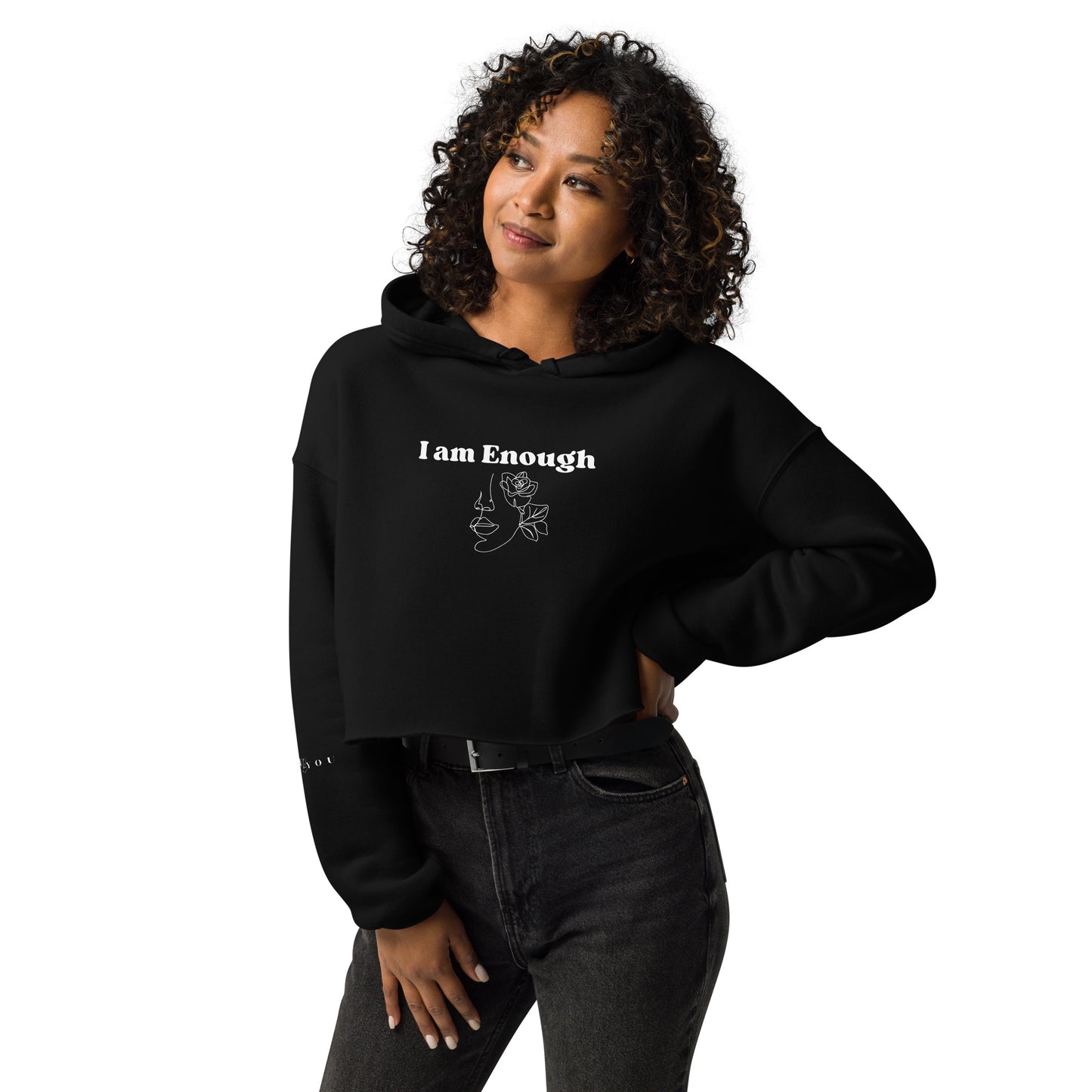 "I am Enough" Positive Affirmations Double Sided Crop Hoodie