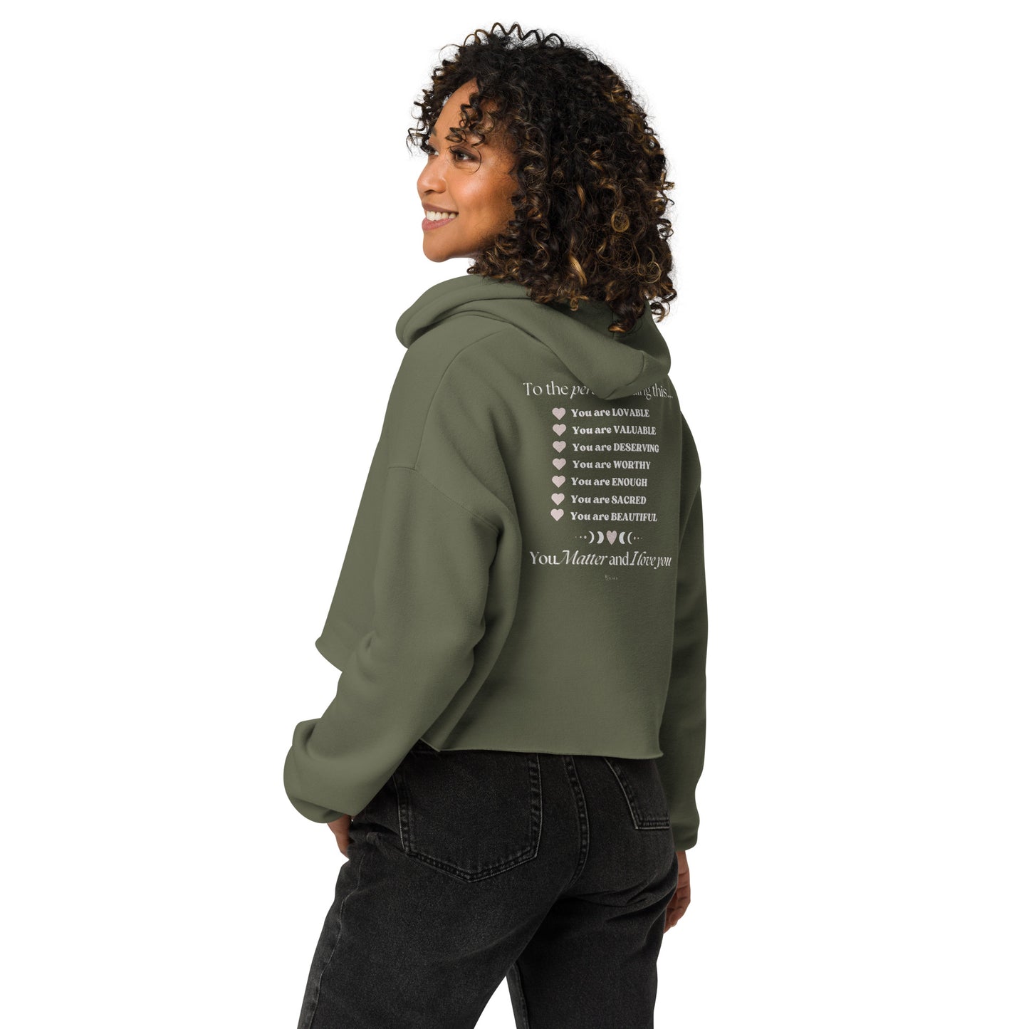 "I am Sacred" Positive Affirmations Double Sided Crop Hoodie