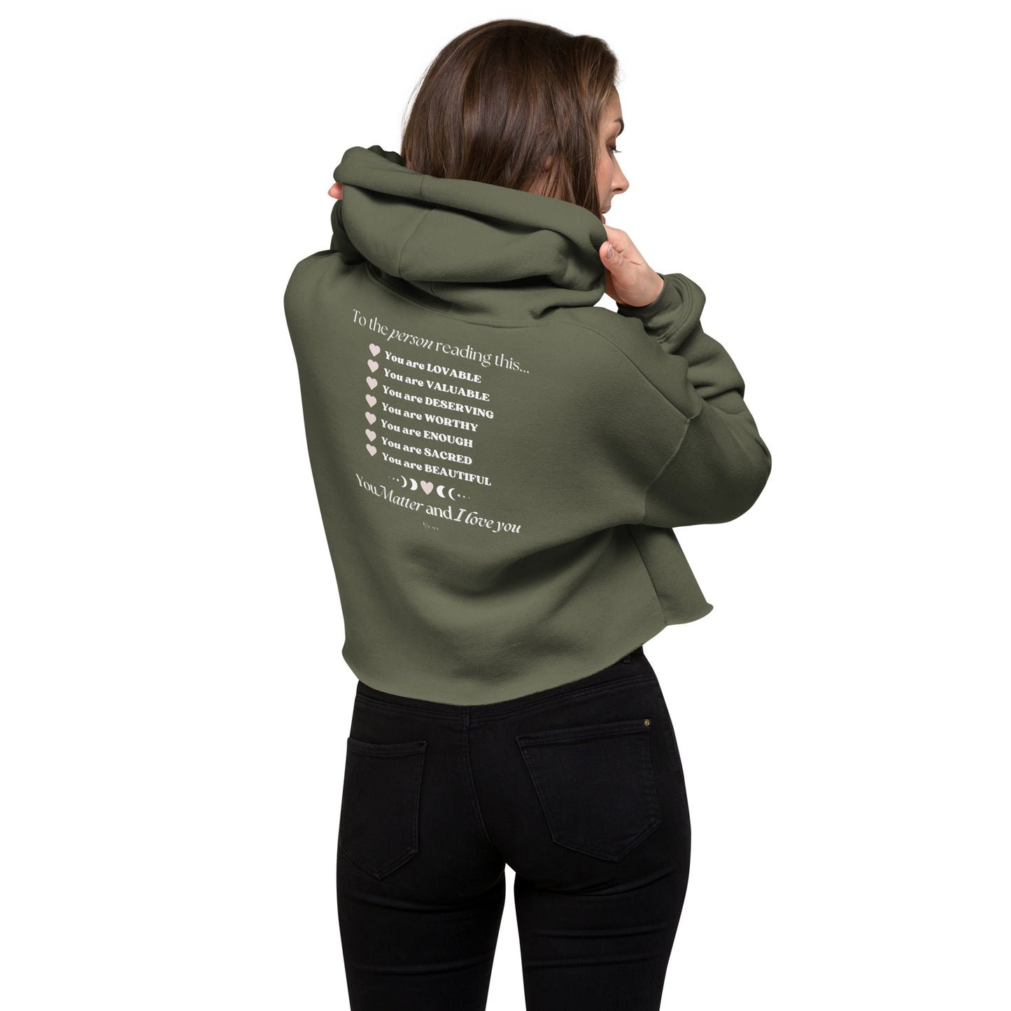 "I am Enough" Positive Affirmations Double Sided Crop Hoodie