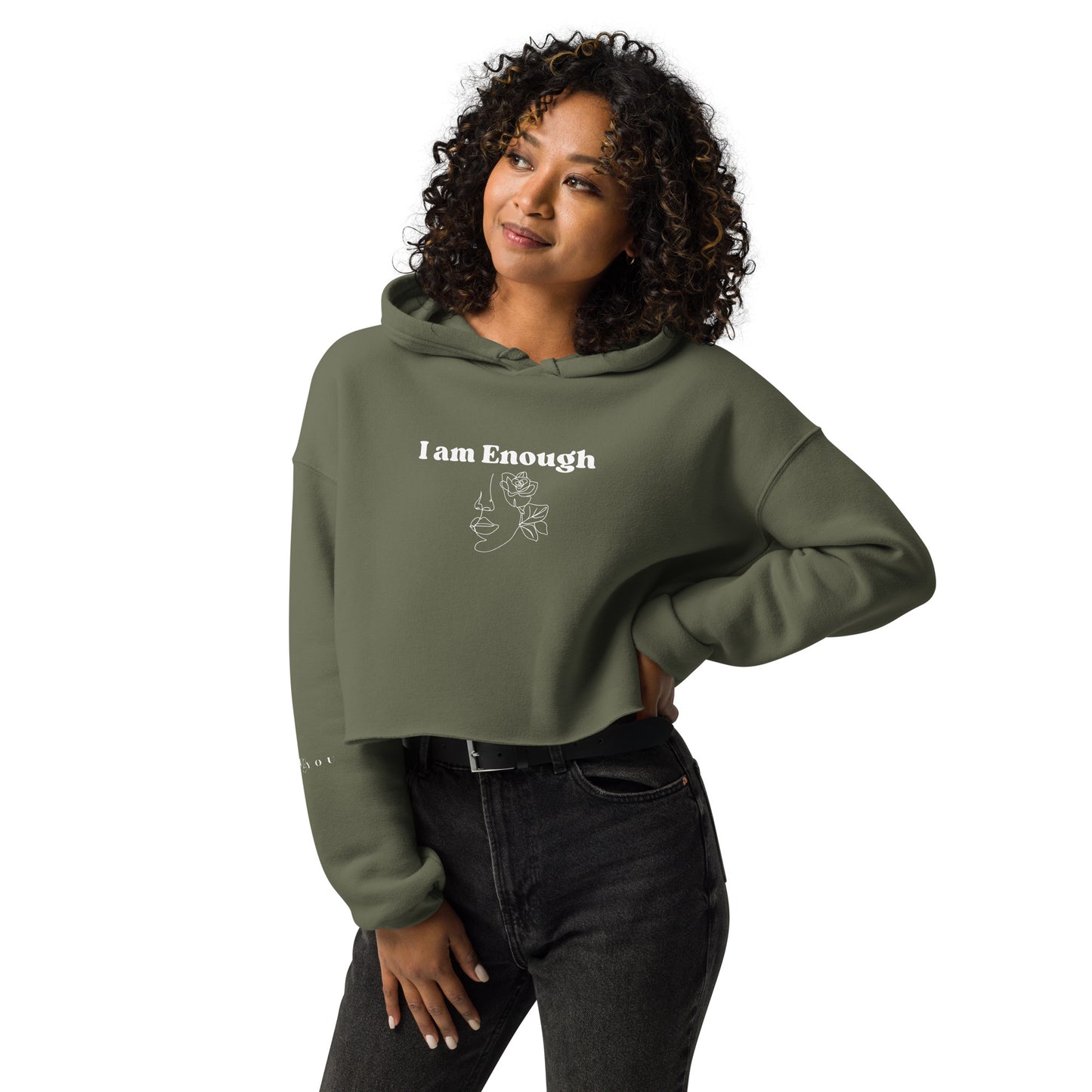 "I am Enough" Positive Affirmations Double Sided Crop Hoodie