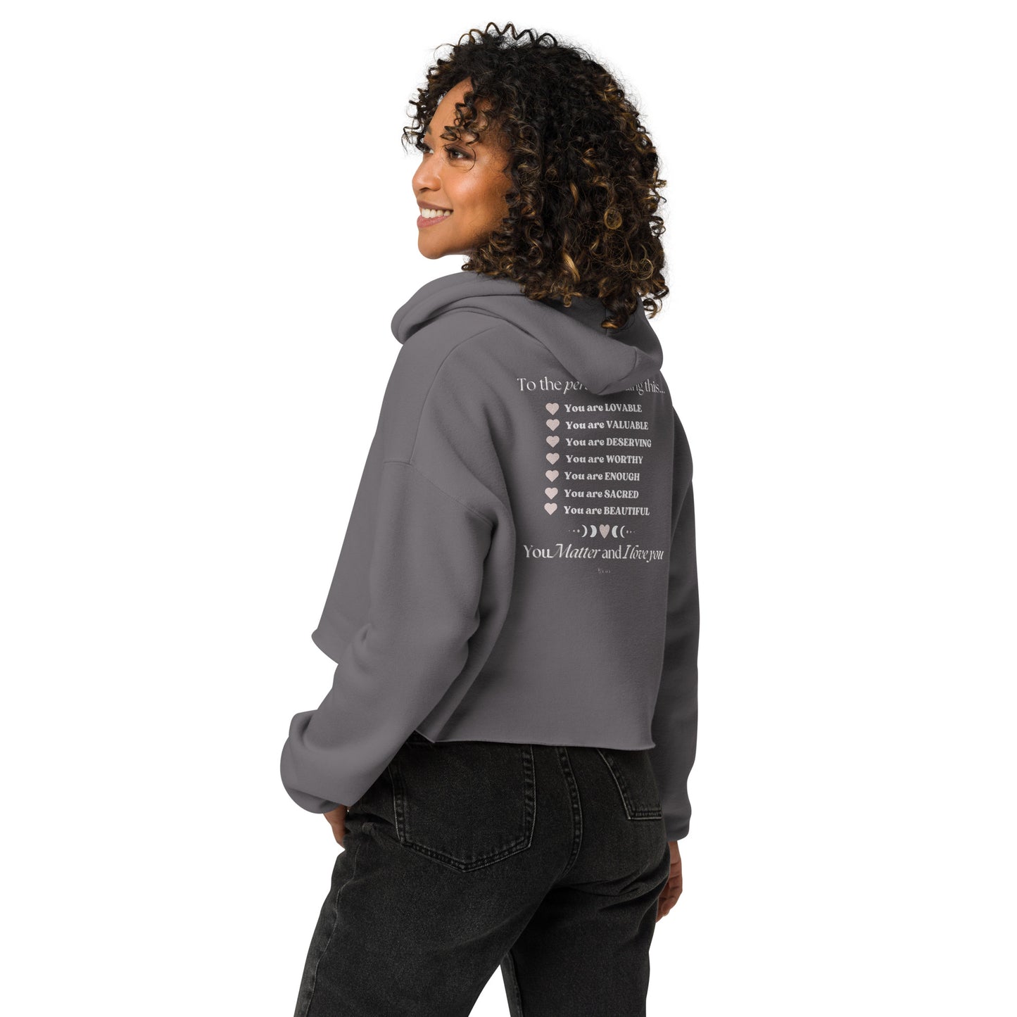 "I am Sacred" Positive Affirmations Double Sided Crop Hoodie