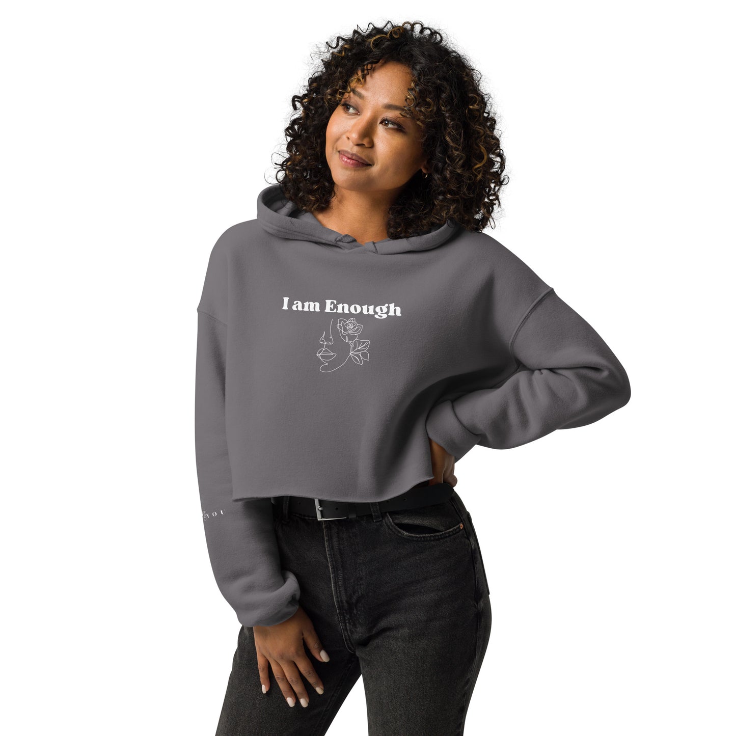 "I am Enough" Positive Affirmations Double Sided Crop Hoodie