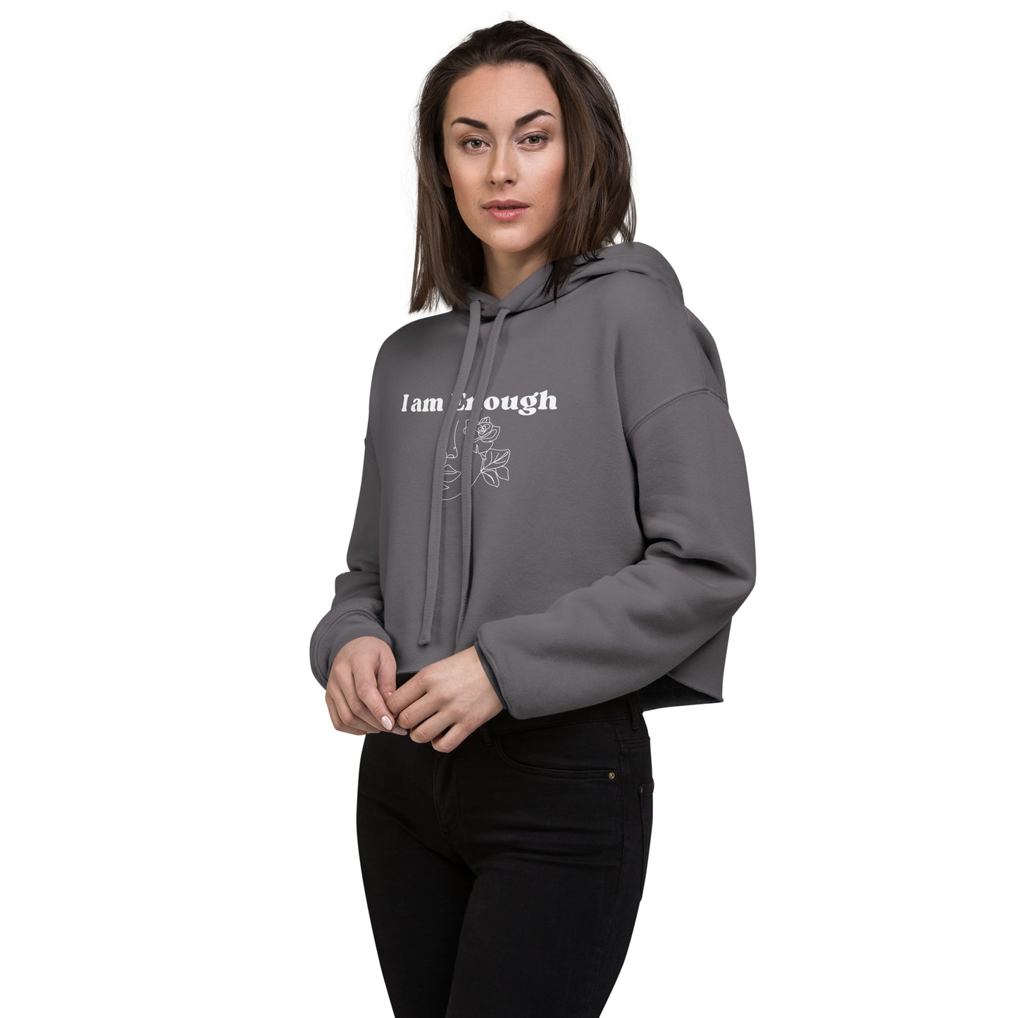"I am Enough" Positive Affirmations Double Sided Crop Hoodie