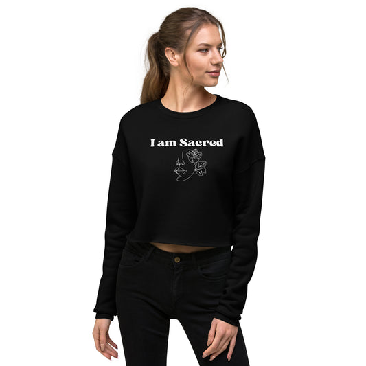 "I am Sacred" Positive Affirmations Double Sided Crop Sweatshirt