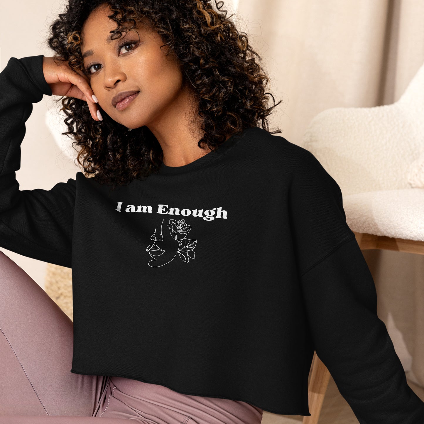 "I am Enough" Positive Affirmations Double Sided Crop Sweatshirt