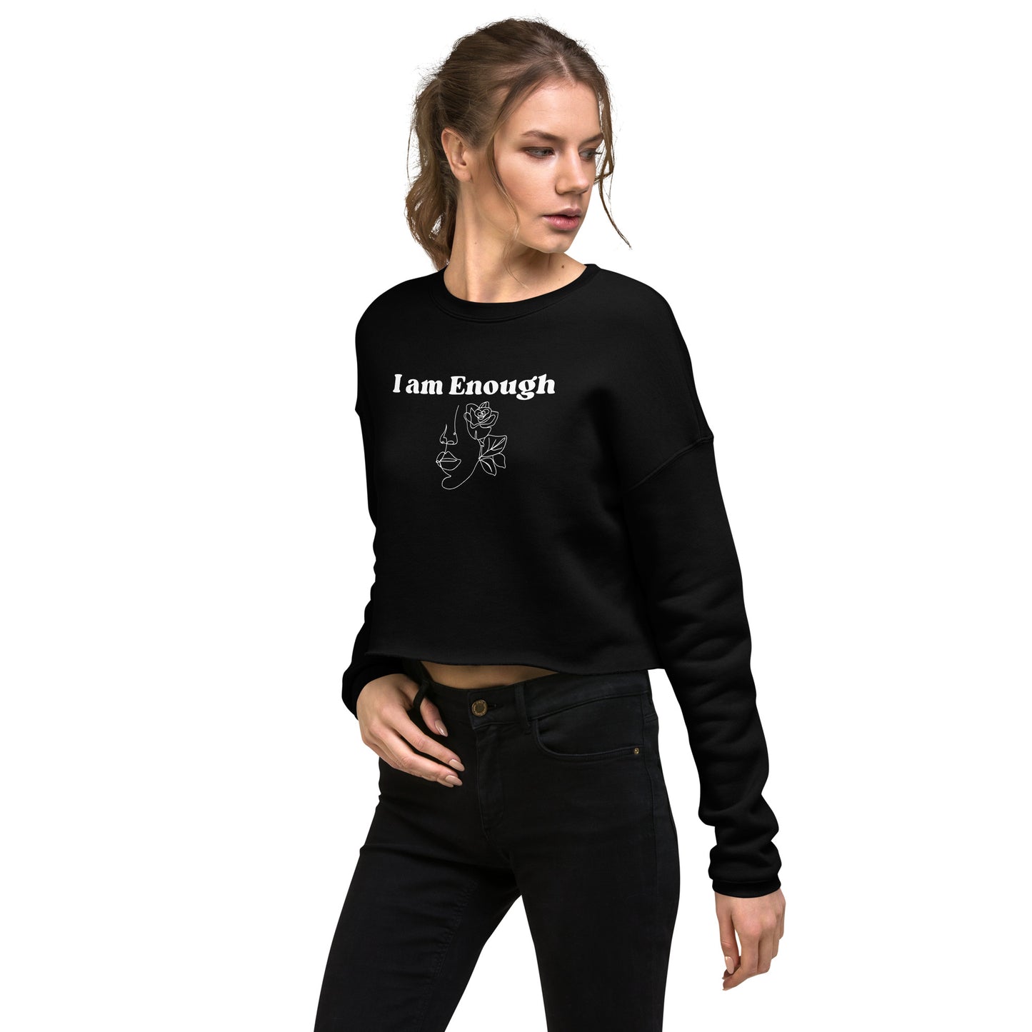 "I am Enough" Positive Affirmations Double Sided Crop Sweatshirt