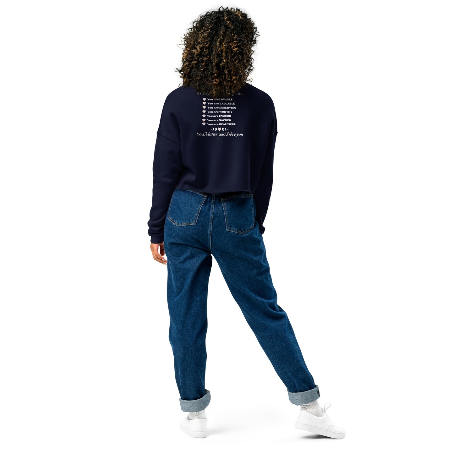 "I am Worthy" Positive Affirmations Double Sided Crop Sweatshirt