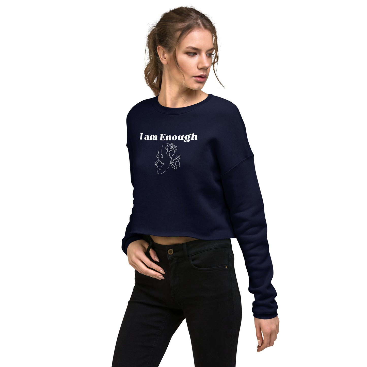 "I am Enough" Positive Affirmations Double Sided Crop Sweatshirt